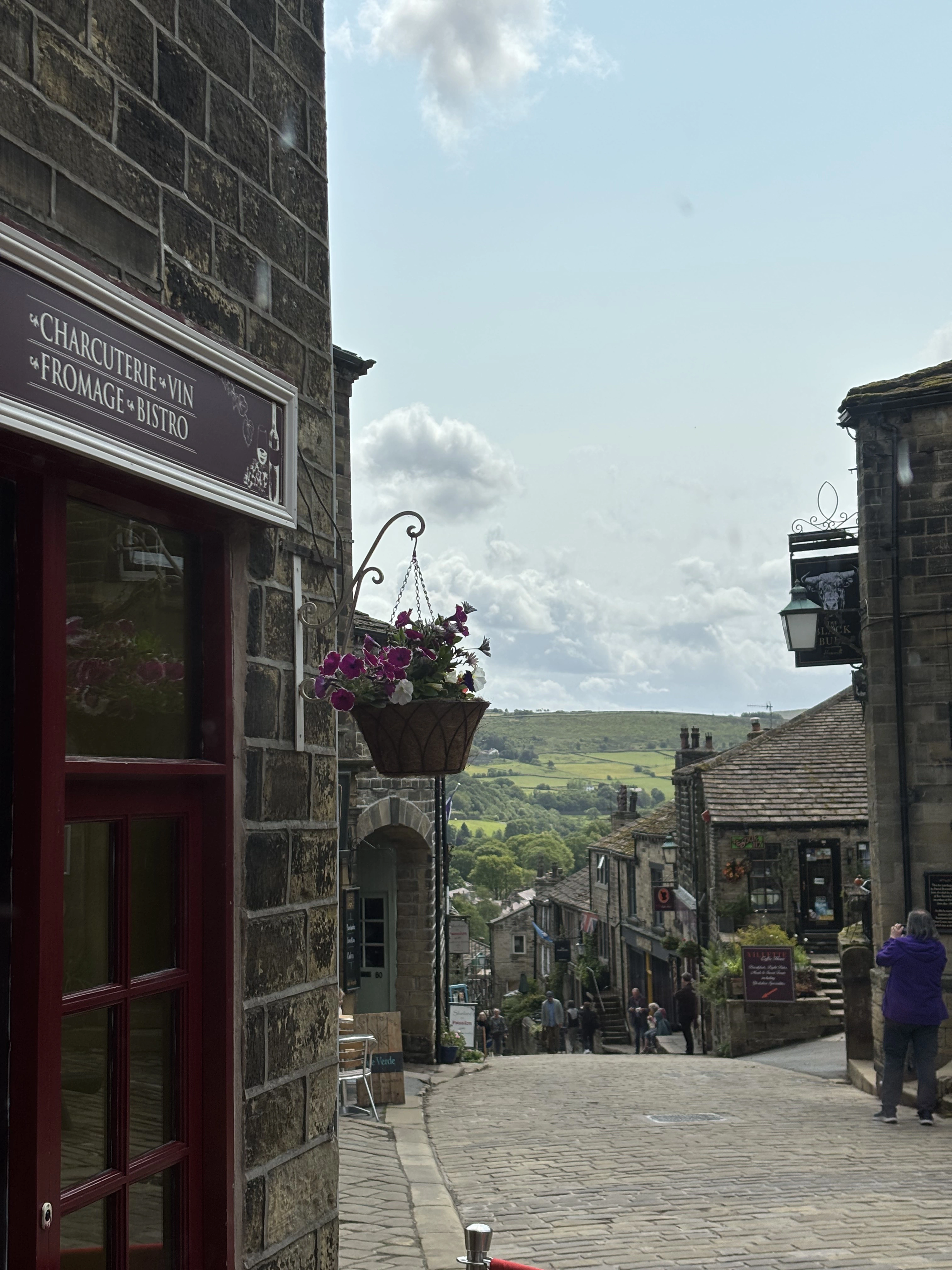 Haworth's cobbled Main Street in Brontë Country on a private day tour